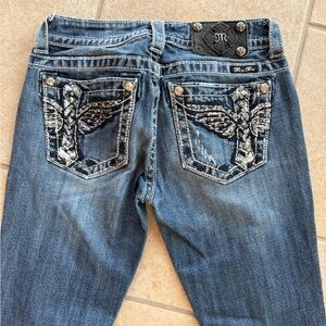 Miss Me Blue Skinny Jeans with Embellished Pockets